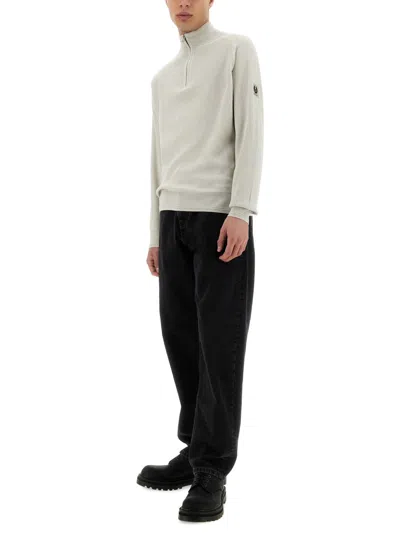 Belstaff Men Shirt With Zip. In White