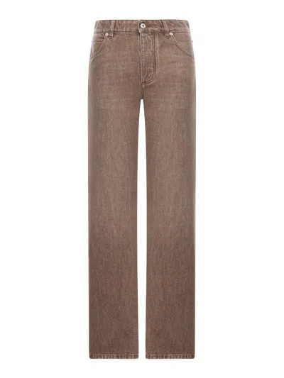 Bottega Veneta Women Cotton Denim Trousers In Brown
