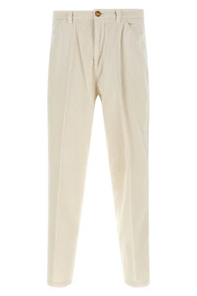 Brunello Cucinelli Corduroy Trousers With Belt Loops And Pockets In Neutral