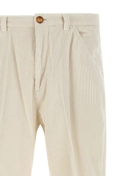 Brunello Cucinelli Corduroy Trousers With Belt Loops And Pockets In Neutral