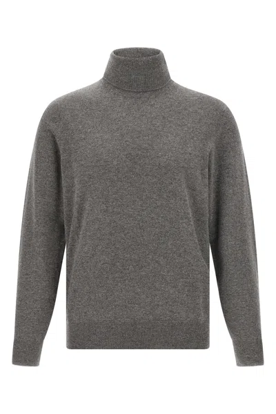 Brunello Cucinelli Grey Turtleneck Sweater In Gray