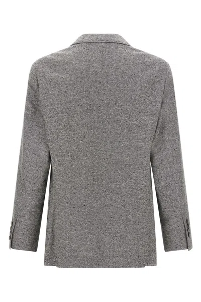 Brunello Cucinelli Tailored Suit Set Double-breasted Jacket In Gray