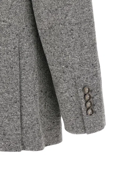 Brunello Cucinelli Tailored Suit Set Double-breasted Jacket In Gray