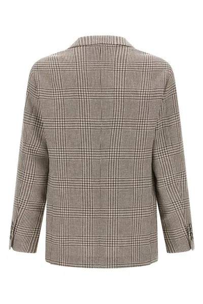 Brunello Cucinelli Houndstooth Check Single-breasted Blazer In Brown