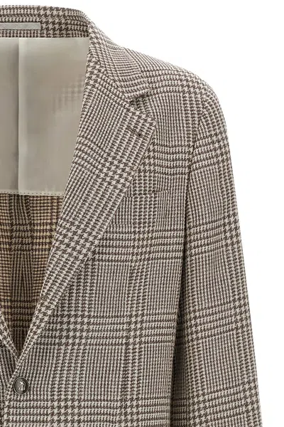 Brunello Cucinelli Houndstooth Check Single-breasted Blazer In Brown