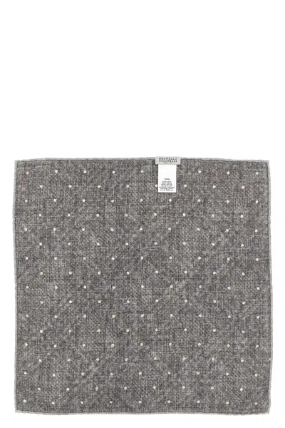 Brunello Cucinelli Men Prince Of Wales Pocket Clutch Bag In Gray