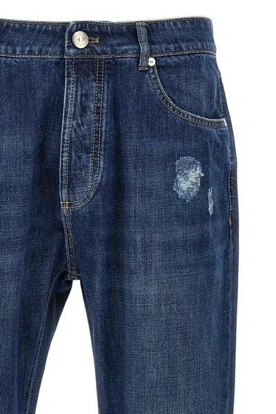 Brunello Cucinelli Men Used Effect Jeans In Blue
