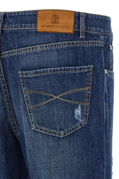 Brunello Cucinelli Men Used Effect Jeans In Blue