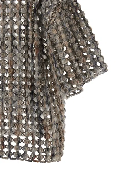 Brunello Cucinelli Multicolor Balloon Net Embroidery Sweater In Multi