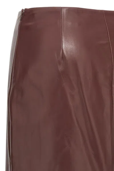 Brunello Cucinelli Column Back-split Leather Midi Skirt In Multi