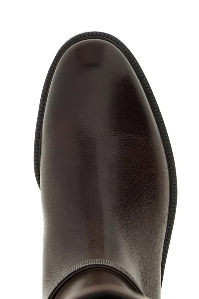 Brunello Cucinelli Classic Leather Boot With Precious Spurs In Brown