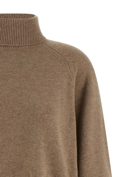 Brunello Cucinelli Shiny Shirt Details Sweaters And Cardigans Brown In Brown