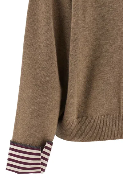 Brunello Cucinelli Shiny Shirt Details Sweaters And Cardigans Brown In Brown