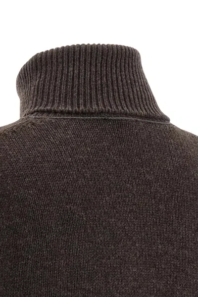Brunello Cucinelli High Neck Sweater Sweaters And Cardigans Brown In Brown