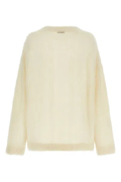 Brunello Cucinelli Luxurious Mohair Silk Long Sleeve Knit In White