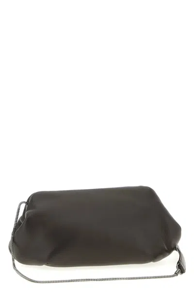 Brunello Cucinelli Chain Strap Shoulder Bag With Soft Texture In Gray
