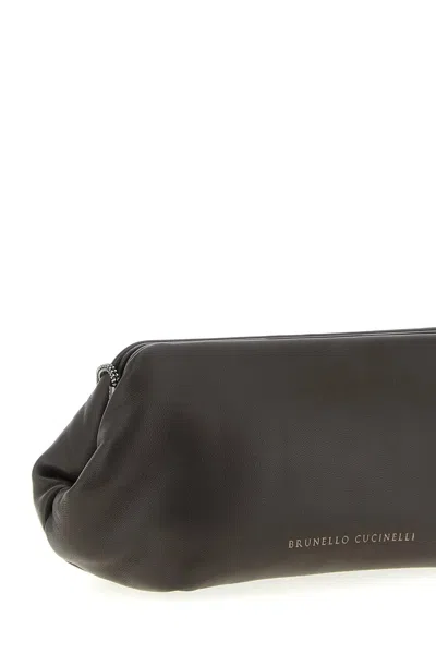 Brunello Cucinelli Chain Strap Shoulder Bag With Soft Texture In Gray