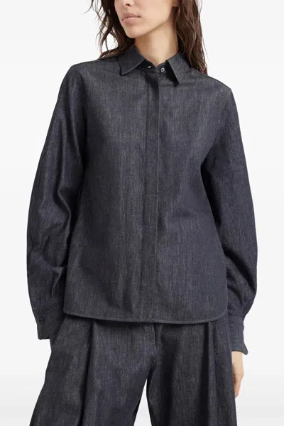 Brunello Cucinelli Cotton Grey Shirt In Blue