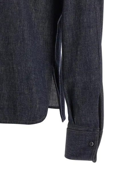 Brunello Cucinelli Cotton Grey Shirt In Blue