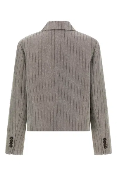 Brunello Cucinelli Women Pinstriped Chevron Blazer In Gray