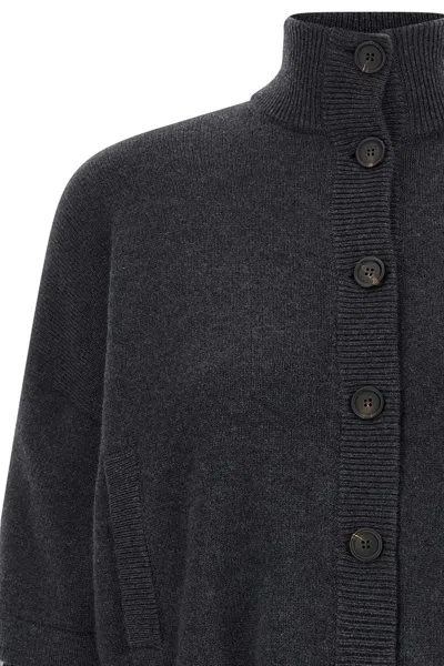 Brunello Cucinelli Sequin Sleeve Cardigan Sweaters And Cardigans Gray In Gray