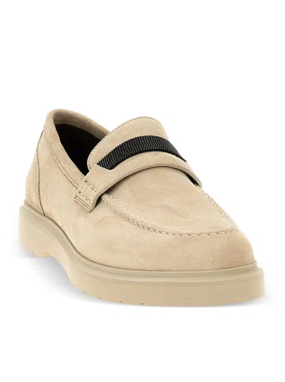 Brunello Cucinelli Beige Loafers With Monile Detail In Neutral