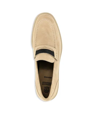 Brunello Cucinelli Beige Loafers With Monile Detail In Neutral