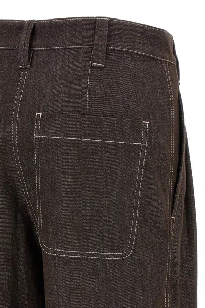 Brunello Cucinelli Women Wide Leg Jeans In Brown