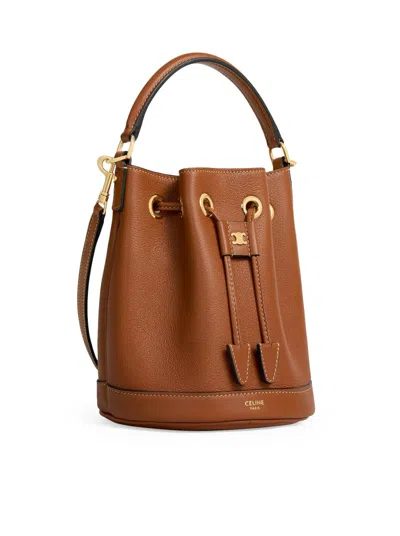 Celine Women Clara Teen Soft Bag In Grained Calfskin Leather In Brown