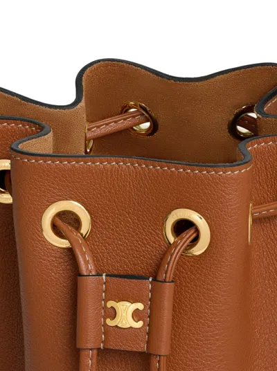 Celine Women Clara Teen Soft Bag In Grained Calfskin Leather In Brown