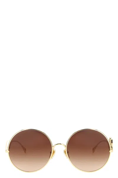 Chloé Round Frame Sunglasses Featuring Curved Temples In Brown