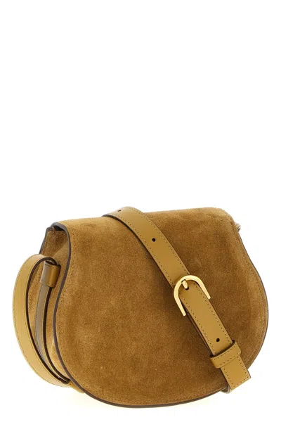 Chloé Marcie Flap Saddle Crossbody Bag In Suede In Brown