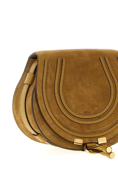 Chloé Marcie Flap Saddle Crossbody Bag In Suede In Brown