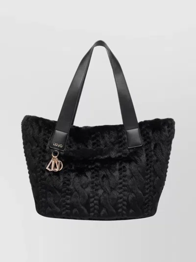 Liu •jo Soft Teddy Shoulder Bag With Dual Handles In Black