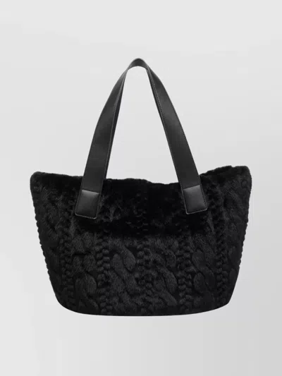 Liu •jo Soft Teddy Shoulder Bag With Dual Handles In Black