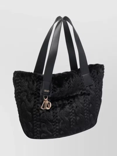 Liu •jo Soft Teddy Shoulder Bag With Dual Handles In Black