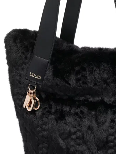 Liu •jo Soft Teddy Shoulder Bag With Dual Handles In Black