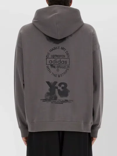 Y-3 Hoodie Featuring Graphic Design On Back In Gray