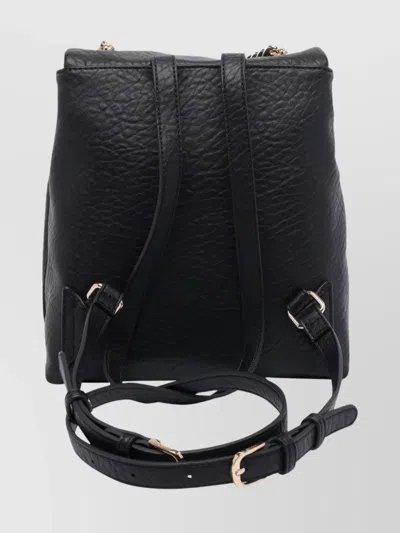 Liu •jo Textured Backpack With Chain Handle And Straps In Black
