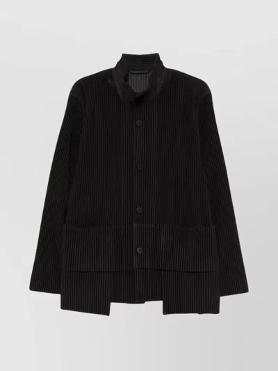 Issey Miyake Long Sleeve Shirt Featuring Large Front Pockets In Black