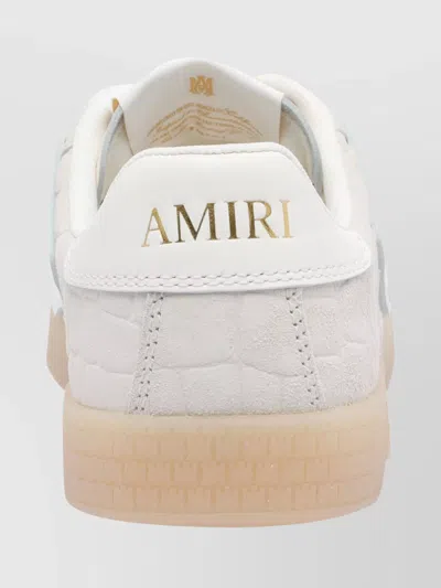 Amiri Pacific Bones Crocodile-effect Suede Sneakers In Neutral