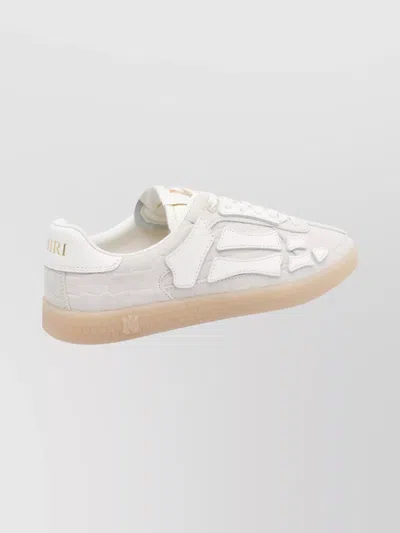 Amiri Pacific Bones Crocodile-effect Suede Sneakers In Neutral