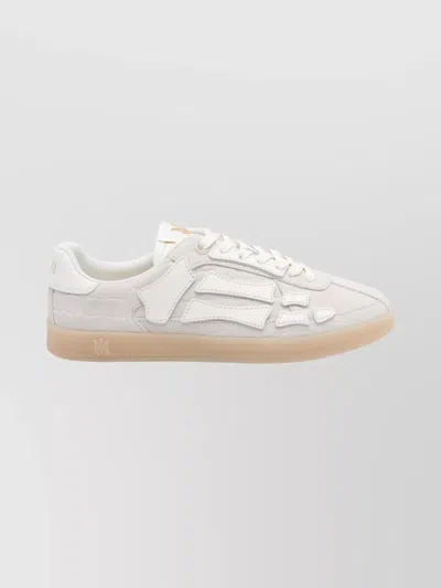 Amiri Pacific Bones Crocodile-effect Suede Sneakers In Neutral