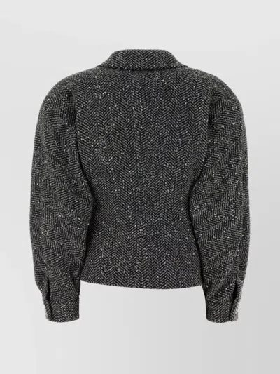 Alessandra Rich Textured Fabric Blazer Featuring Button Detailing In Black