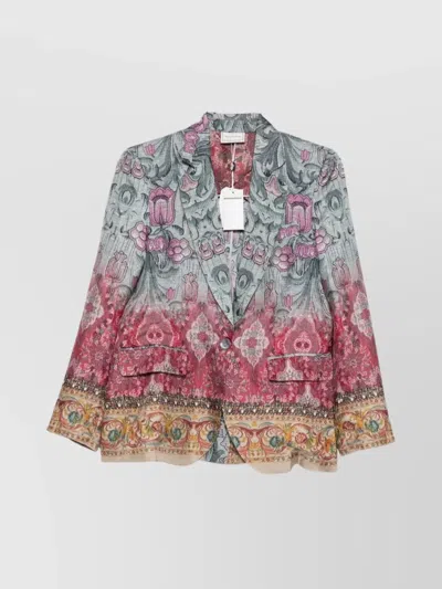 Pierre Louise Mascia Floral Patterned Single-breasted Silk Jacket In Multi