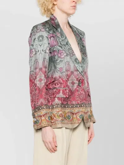 Pierre Louise Mascia Floral Patterned Single-breasted Silk Jacket In Multi