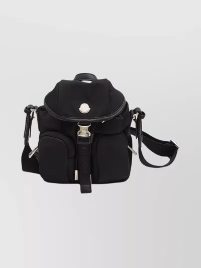 Moncler Versatile Polyester Backpack Adjustable Straps In Black