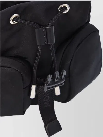 Moncler Versatile Polyester Backpack Adjustable Straps In Black
