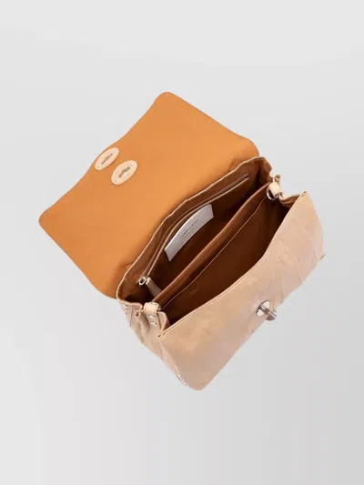 Zanellato Structured Beige Lamb Leather Shoulder Bag In Brown