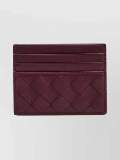 Bottega Veneta Womens Intrecciato Leather Card Holder Barolo-gold